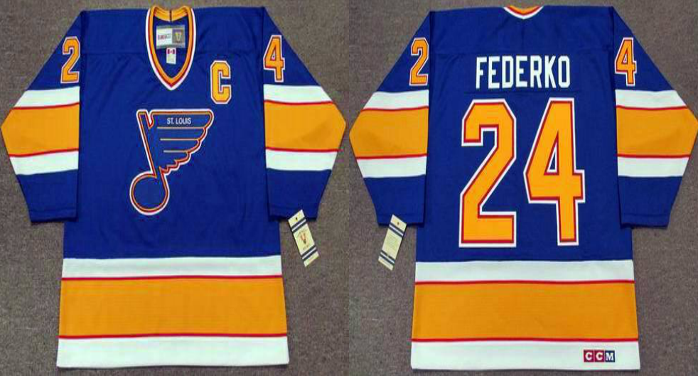 2019 Men St.Louis Blues 24 Federko blue style2 CCM NHL jerseys
